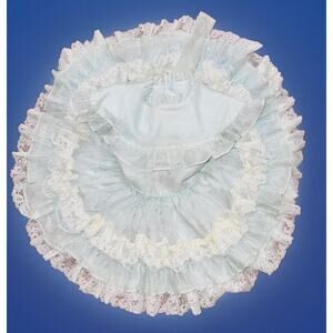 Vintage 80's Martha’s Miniatures Blue Dotted Swiss Party Pageant Dress Rare 3T